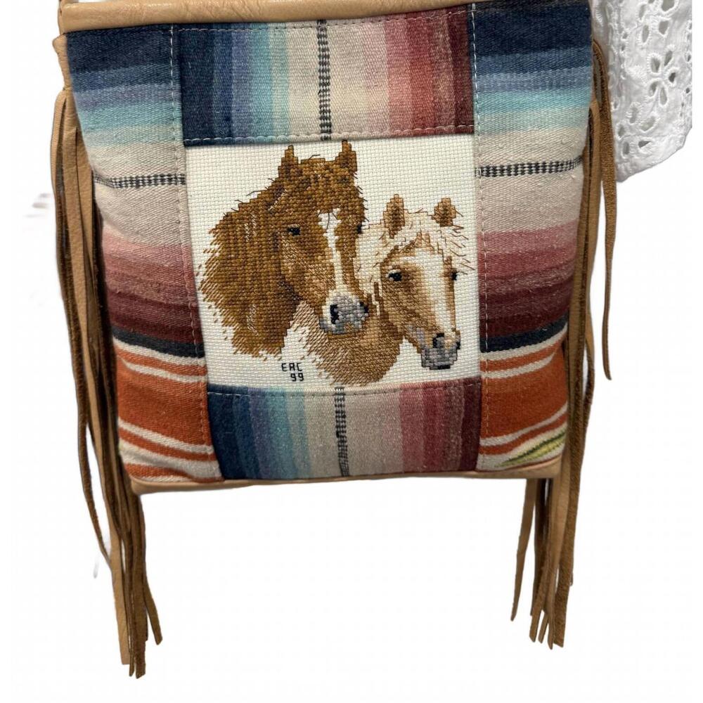 NEW TOTEM SALVAGED women's horse mini crossbody bag in brown multi